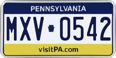 PA license plate MXV0542