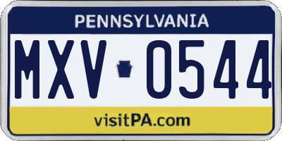 PA license plate MXV0544