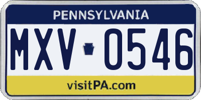 PA license plate MXV0546