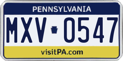 PA license plate MXV0547