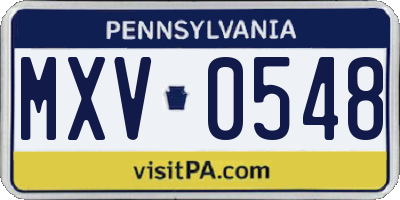 PA license plate MXV0548