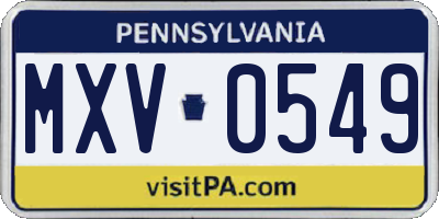 PA license plate MXV0549