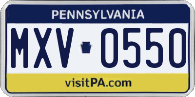 PA license plate MXV0550
