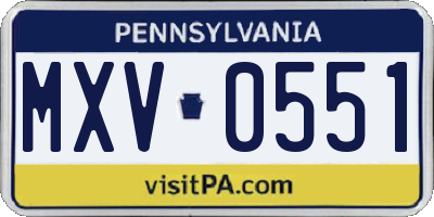 PA license plate MXV0551