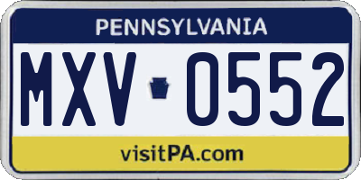PA license plate MXV0552