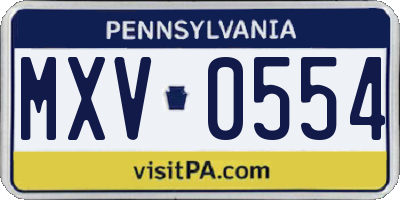 PA license plate MXV0554