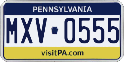PA license plate MXV0555