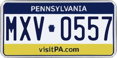 PA license plate MXV0557