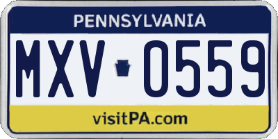 PA license plate MXV0559