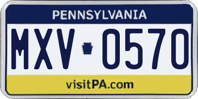 PA license plate MXV0570