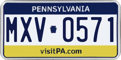 PA license plate MXV0571