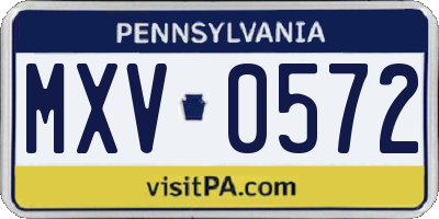 PA license plate MXV0572