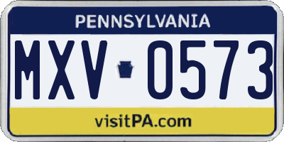 PA license plate MXV0573