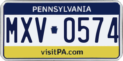 PA license plate MXV0574