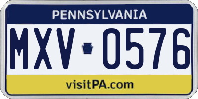 PA license plate MXV0576