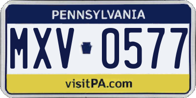 PA license plate MXV0577
