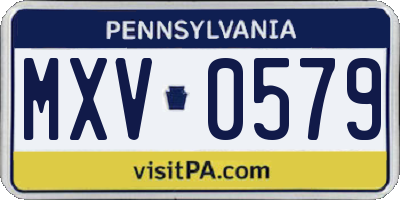 PA license plate MXV0579