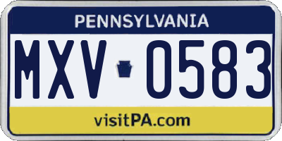 PA license plate MXV0583