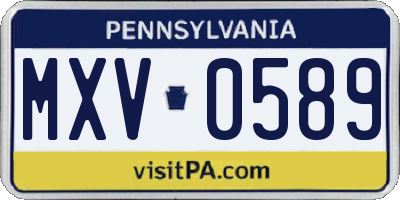 PA license plate MXV0589