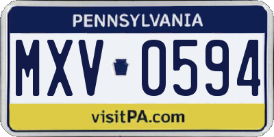 PA license plate MXV0594