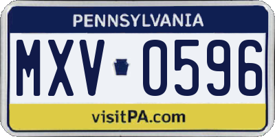 PA license plate MXV0596