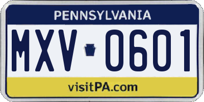 PA license plate MXV0601