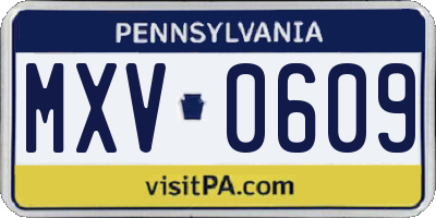 PA license plate MXV0609