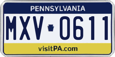 PA license plate MXV0611