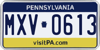 PA license plate MXV0613