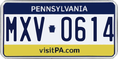 PA license plate MXV0614