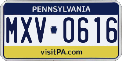 PA license plate MXV0616