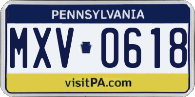 PA license plate MXV0618