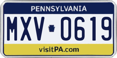 PA license plate MXV0619