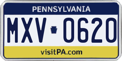 PA license plate MXV0620