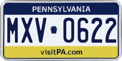 PA license plate MXV0622