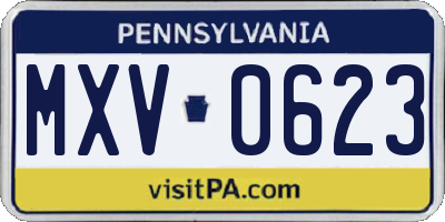 PA license plate MXV0623