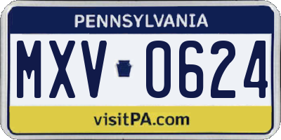 PA license plate MXV0624