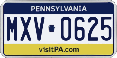 PA license plate MXV0625