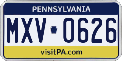 PA license plate MXV0626