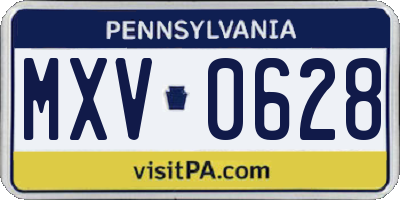PA license plate MXV0628