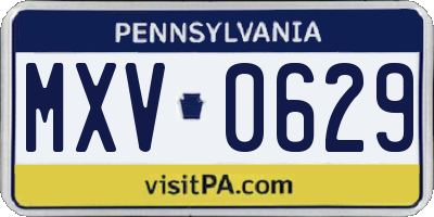 PA license plate MXV0629