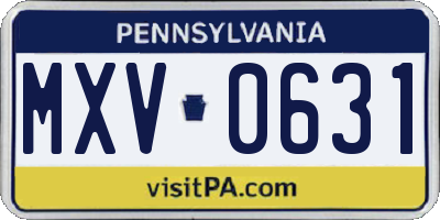 PA license plate MXV0631
