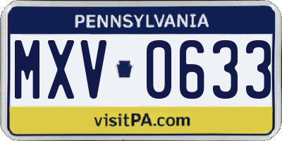 PA license plate MXV0633