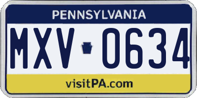 PA license plate MXV0634