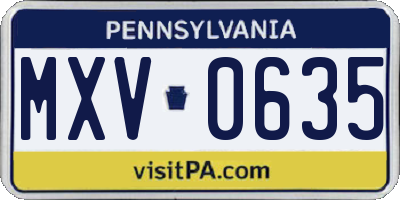 PA license plate MXV0635