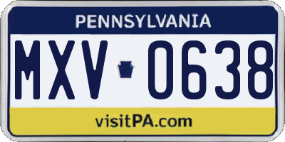 PA license plate MXV0638