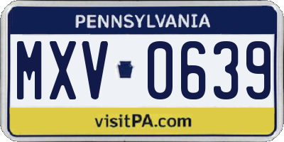 PA license plate MXV0639