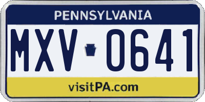 PA license plate MXV0641