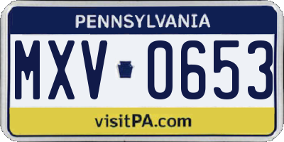 PA license plate MXV0653