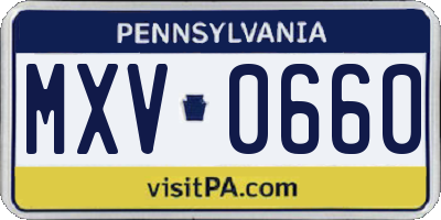 PA license plate MXV0660